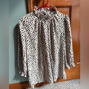 Polka dot high neck blouse